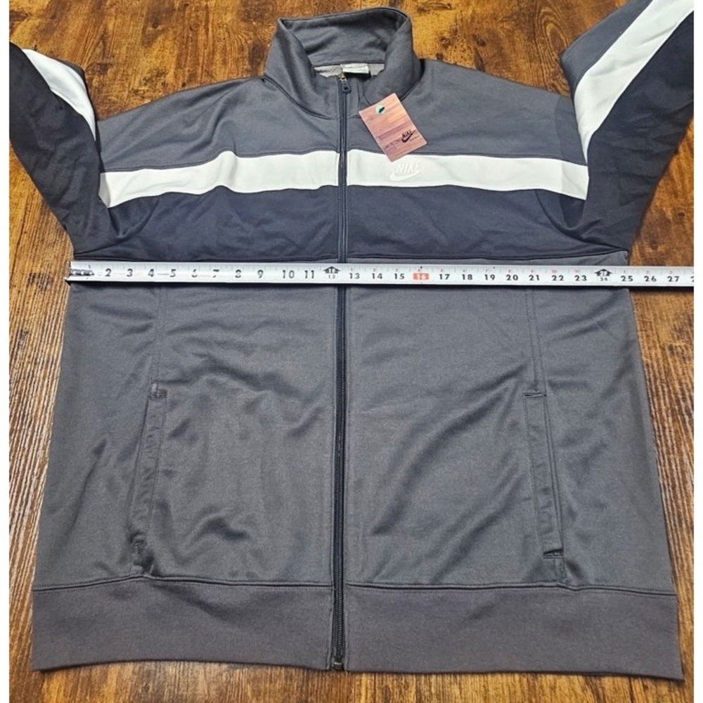 Nike Sportswear Jacket Men's XL Gray Black White Striped Zip Up Track Y2K NWT - Picture 4 of 6